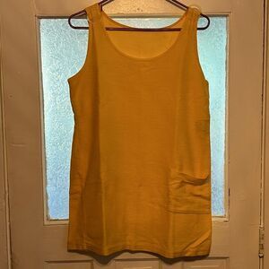 Women’s Yellow Casual Tank Top tunic with Circular decorative detail at strap